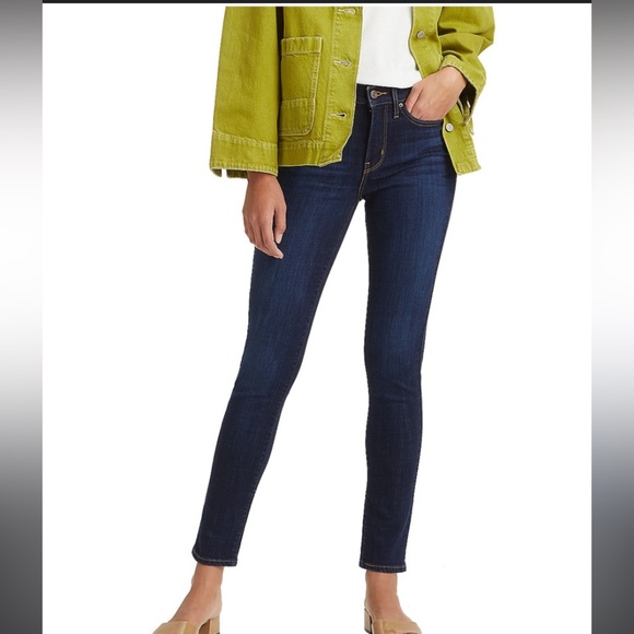 Levi’s Mid Rise Skinny Dark Indigo Blue Jeans - Picture 1 of 5